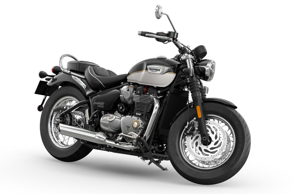 Triumph Bonneville Speedmaster 2023 en noir jais et blanc fusion