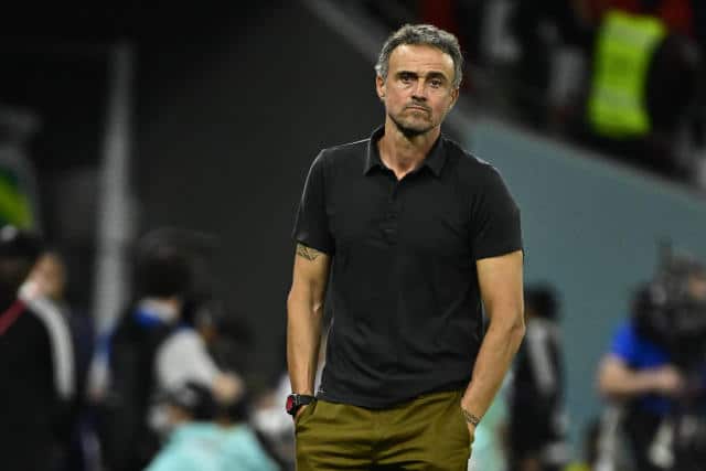 Luis Enrique, ici lors du match Espagne-Maroc lors de la Coupe du monde au Qatar, à Al-Rayyan, le 6 décembre 2022.