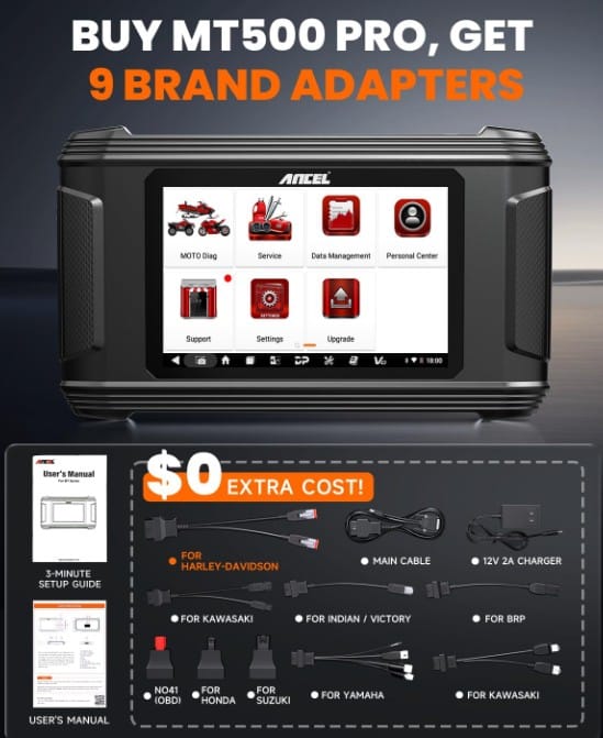 , Moto; ANCEL MT500: scanner de diagnostic de moto universel