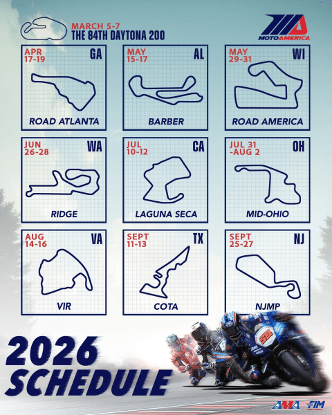 , Moto, MotoAmerica annonce le calendrier 2026 | Inside Motorcycles Magazine