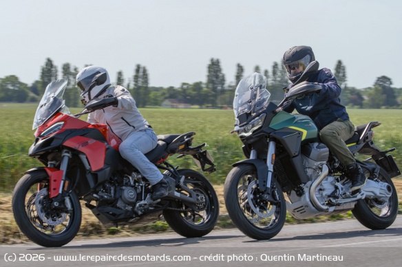 Les Ducati Multistrada V2 S et Moto Guzzi Stelvio PFF